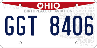 OH license plate GGT8406