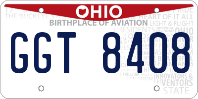 OH license plate GGT8408