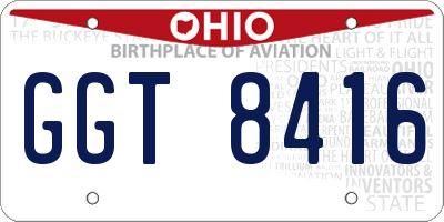 OH license plate GGT8416