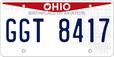OH license plate GGT8417