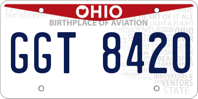 OH license plate GGT8420