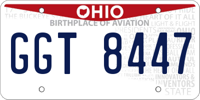 OH license plate GGT8447