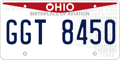 OH license plate GGT8450