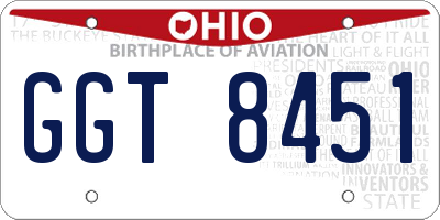 OH license plate GGT8451