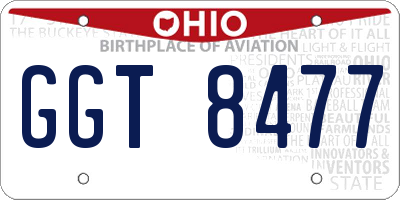 OH license plate GGT8477
