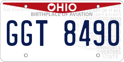 OH license plate GGT8490
