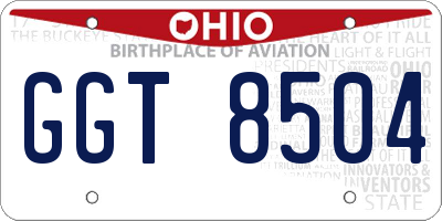 OH license plate GGT8504