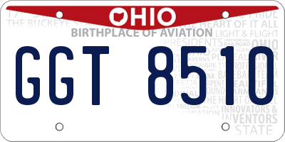 OH license plate GGT8510