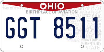 OH license plate GGT8511