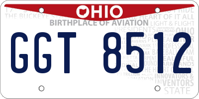 OH license plate GGT8512