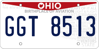 OH license plate GGT8513