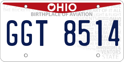 OH license plate GGT8514