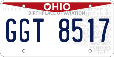 OH license plate GGT8517