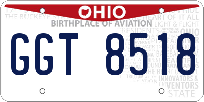 OH license plate GGT8518