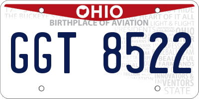 OH license plate GGT8522