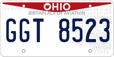 OH license plate GGT8523