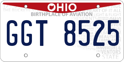 OH license plate GGT8525