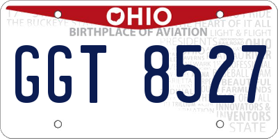 OH license plate GGT8527