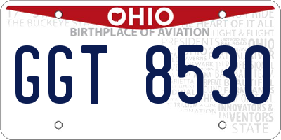 OH license plate GGT8530
