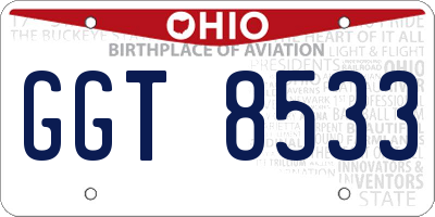 OH license plate GGT8533