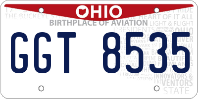 OH license plate GGT8535