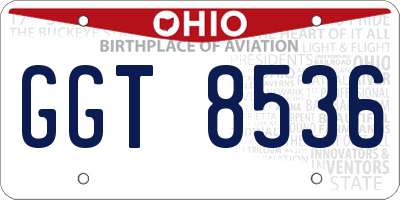 OH license plate GGT8536