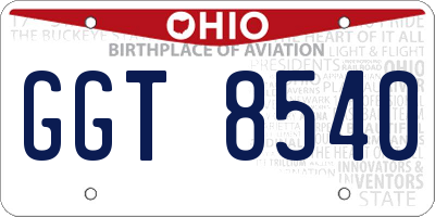 OH license plate GGT8540