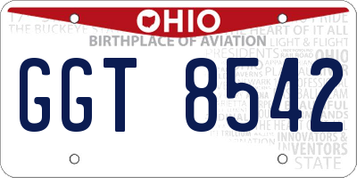 OH license plate GGT8542