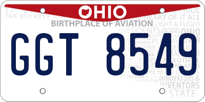 OH license plate GGT8549