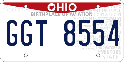 OH license plate GGT8554