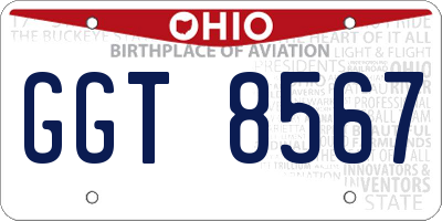 OH license plate GGT8567
