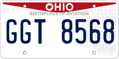 OH license plate GGT8568
