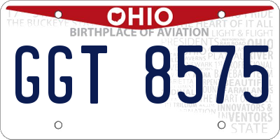 OH license plate GGT8575