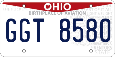 OH license plate GGT8580