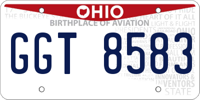 OH license plate GGT8583