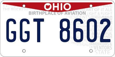 OH license plate GGT8602