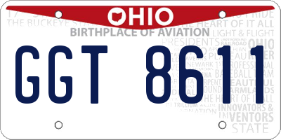 OH license plate GGT8611