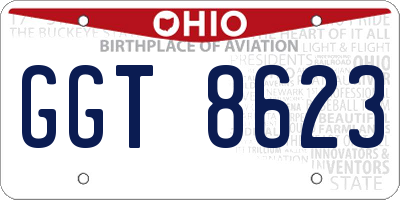 OH license plate GGT8623
