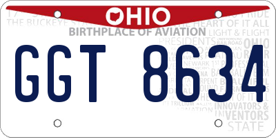 OH license plate GGT8634