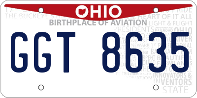 OH license plate GGT8635