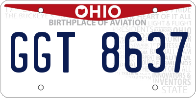 OH license plate GGT8637