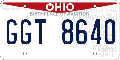 OH license plate GGT8640