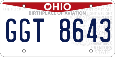 OH license plate GGT8643
