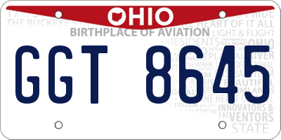 OH license plate GGT8645