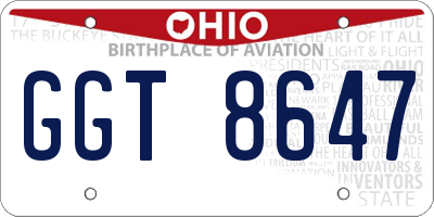 OH license plate GGT8647