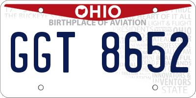 OH license plate GGT8652