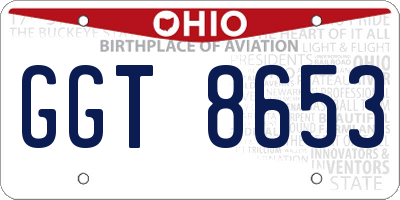 OH license plate GGT8653