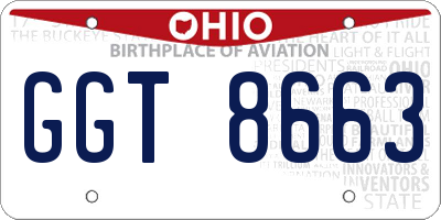 OH license plate GGT8663