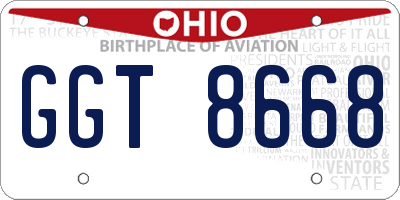 OH license plate GGT8668