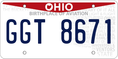 OH license plate GGT8671